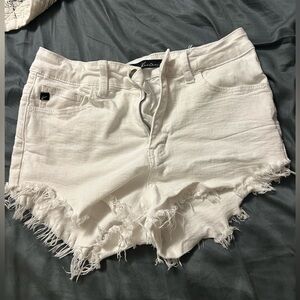 KanCan White Distressed Frayed Hem Jean Shorts